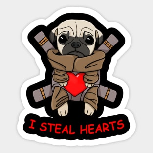 Valentines Day gift baby Pug dog I Steal Hearts Pug Lover T-Shirt Sticker